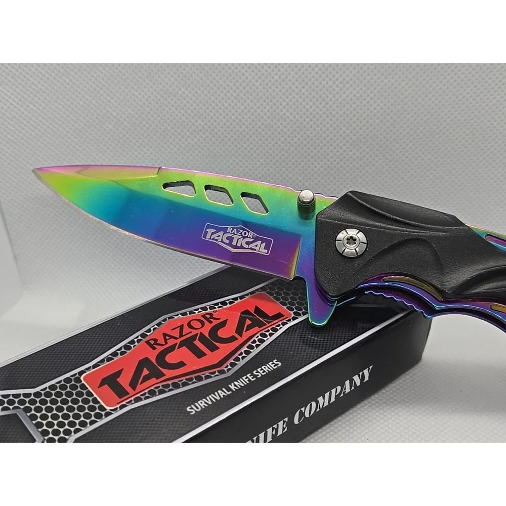 Razor Tactical RAINBOW Tracker Huntsman Spring Folding‎ Pocket Assisted Knife